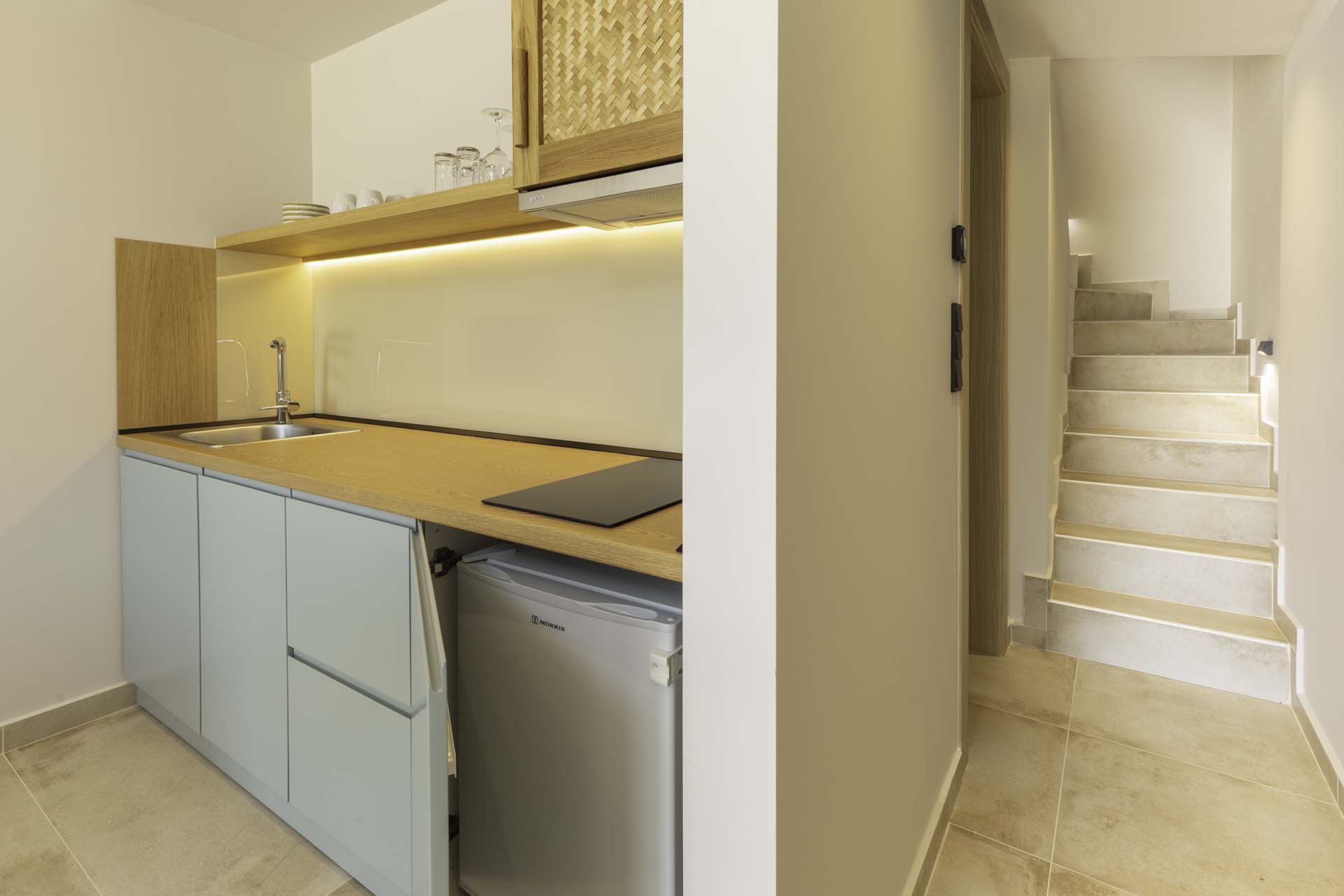 Two Floor Studio Kitchen and Stairs